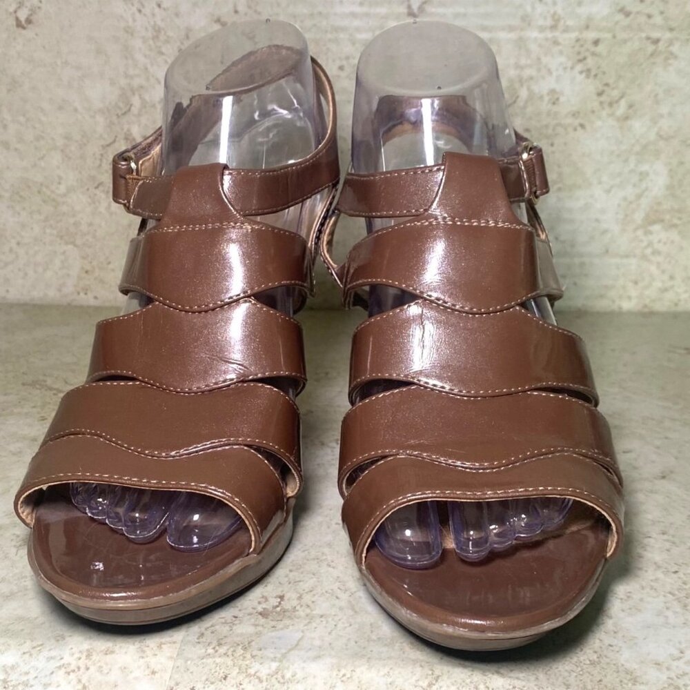 Naturalizer Brown Strappy Open-Toe Heeled‎ Sandals Size 8.5 CottageCore Casual - Picture 2 of 11